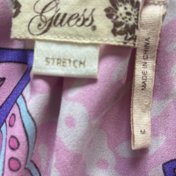 Guess Satin Summer Dress Pink/Blue Multicolour Size Medium. - Picture 9 of 10